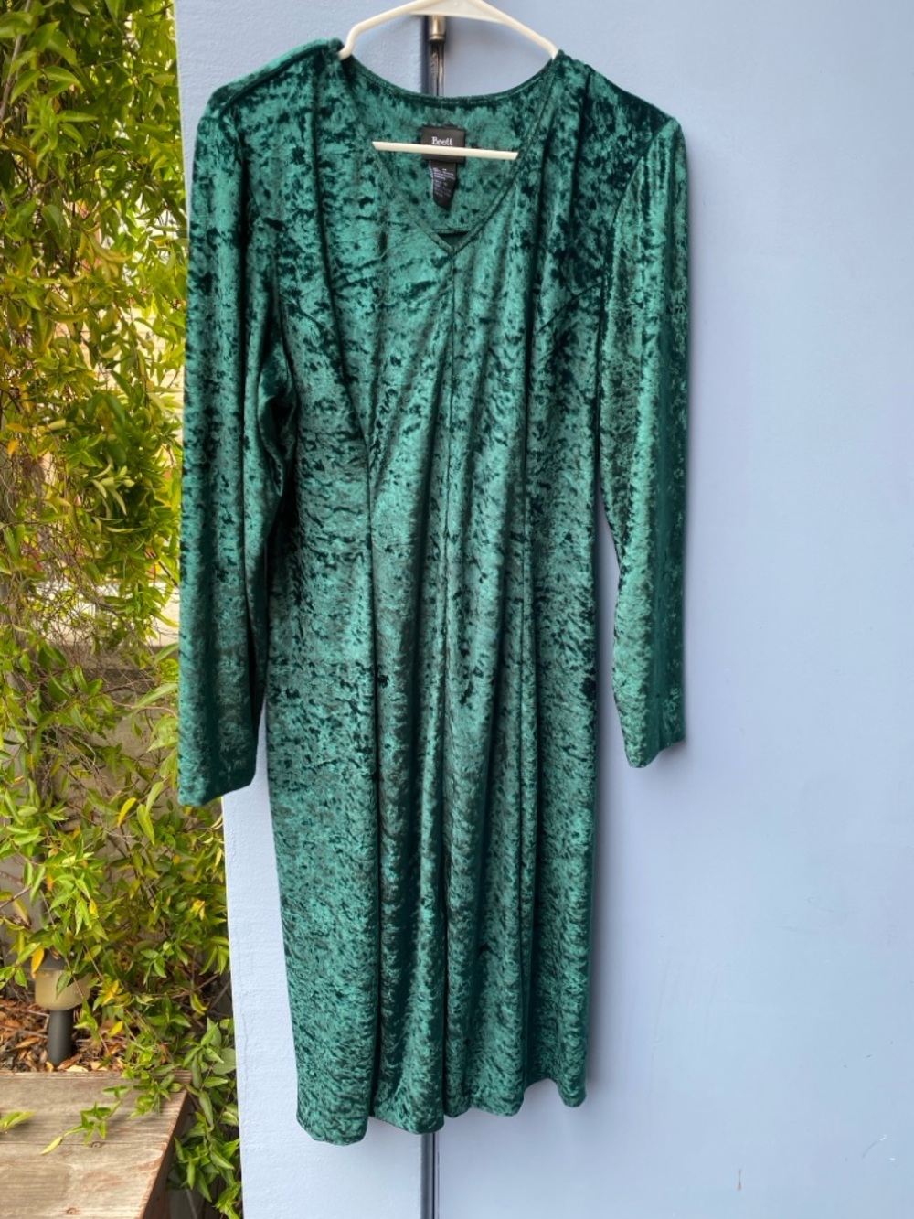Forest Green Velvet Long-Sleeve Dress